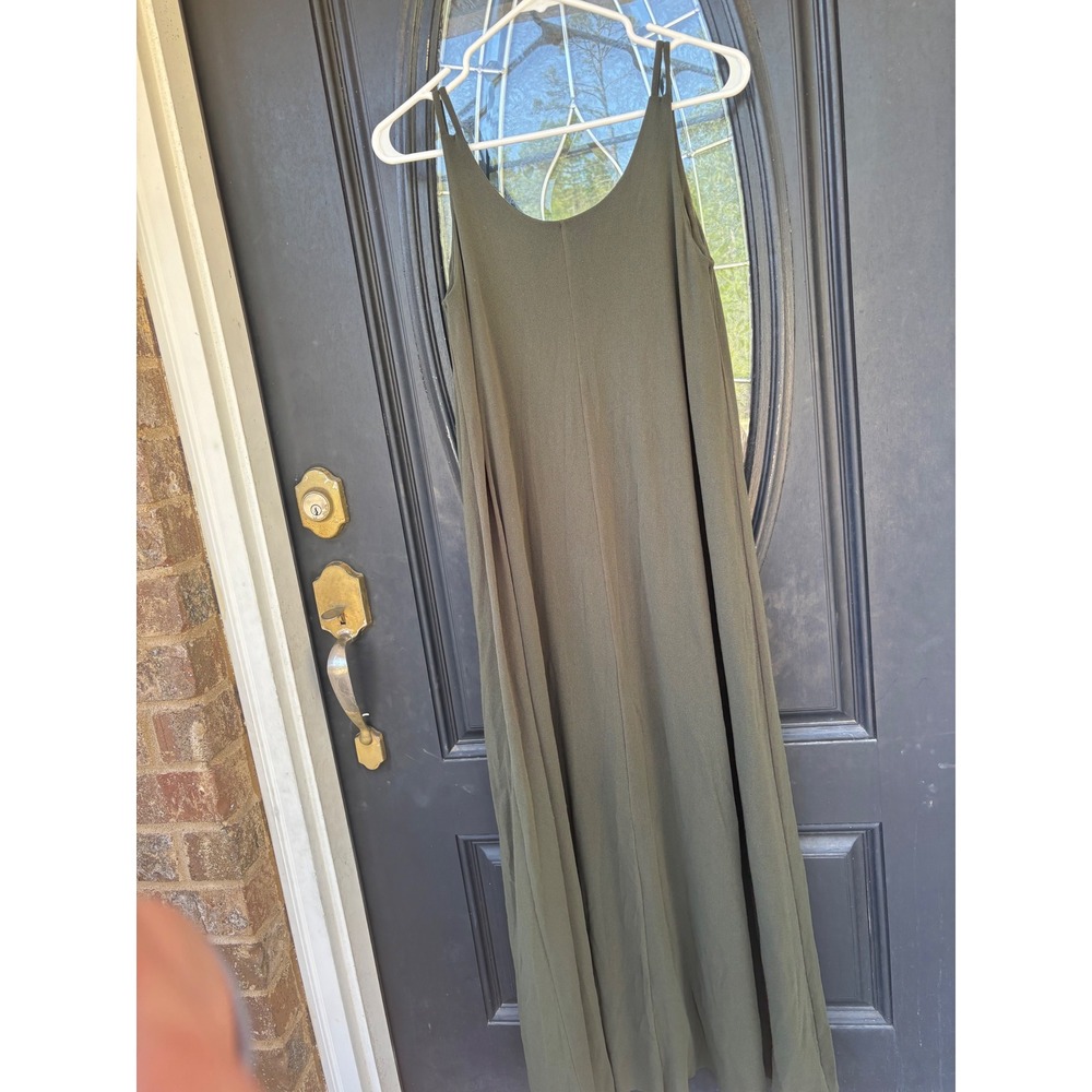 Fuzzi Olive Green Stretch Mesh Maxi Dress Made in Italy Womens Medium Slip Dress - Picture 5 of 6